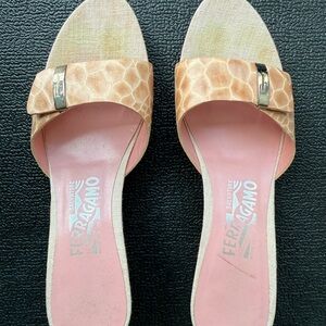 Salvatore Ferragamo Pink Sandals with Kitten Heels